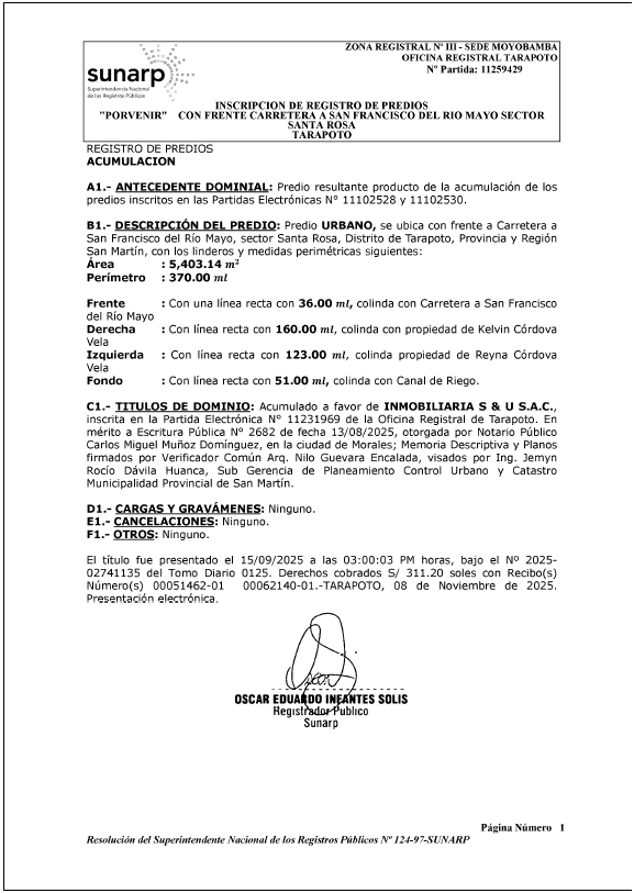 Título libre de cargas y gravámenes