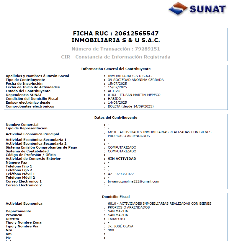 Ficha RUC